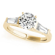 Round Diamond Ring with Tapered Baguette Side Stones in 10K/14K gold and platinum with certified lab-grown or natural diamonds