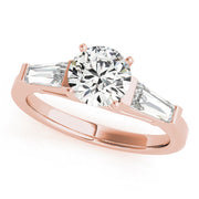 Round Diamond Ring with Tapered Baguette Side Stones in 10K/14K gold and platinum with certified lab-grown or natural diamonds