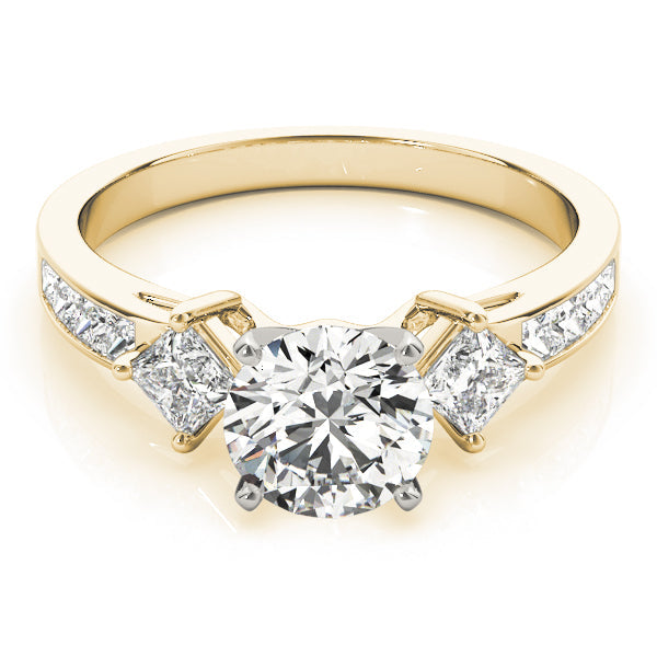 Brilliant Cluster Sides Princess Diamond Engagement Ring in 10K/14K gold and platinum with certified lab-grown or natural diamonds