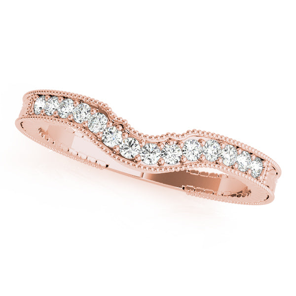 Prong in Channel Milgrain Curved Half Eternity Ring in Gold & Platinum