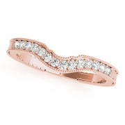 Prong in Channel Milgrain Curved Half Eternity Ring in Gold & Platinum