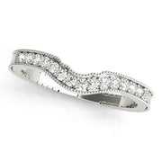 Prong in Channel Milgrain Curved Half Eternity Ring in Gold & Platinum