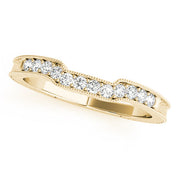 Antique Style Filigree Mailgrain Curved Half Eternity Ring in 10K/14K gold and platinum with certified lab-grown or natural diamonds