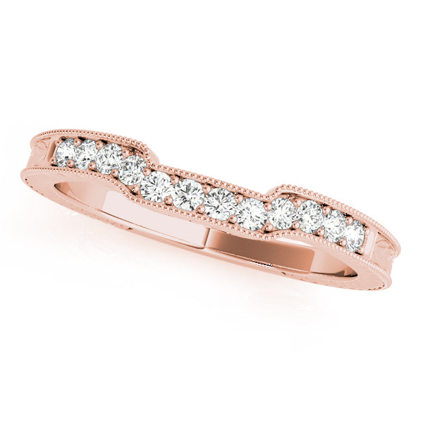 Antique Style Filigree Mailgrain Curved Half Eternity Ring