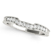 Antique Style Filigree Mailgrain Curved Half Eternity Ring