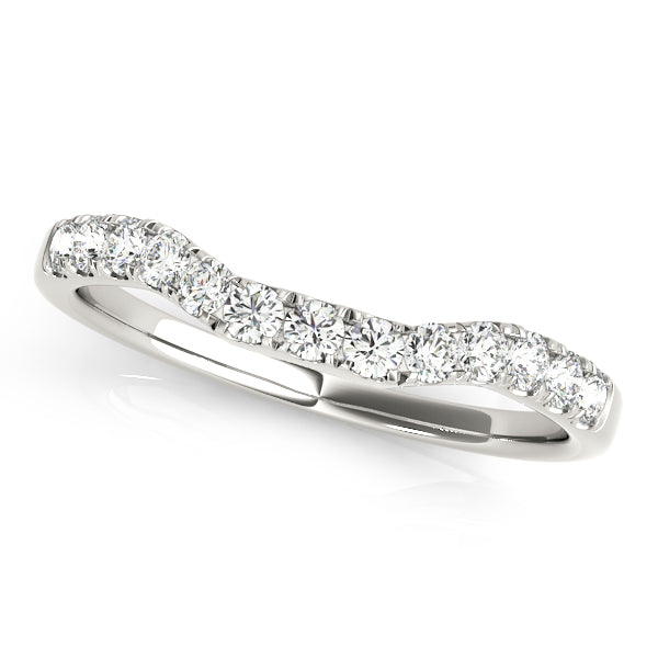 Split Prong Curved Half Eternity Ring in Gold & Platinum