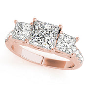 Classic Three-Stone Princess Diamond Engagement Ring in 10K/14K gold and platinum with certified lab-grown or natural diamonds