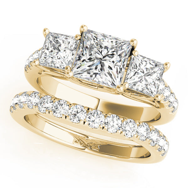 Classic Three-Stone Princess Diamond Engagement Ring in 10K/14K gold and platinum with certified lab-grown or natural diamonds