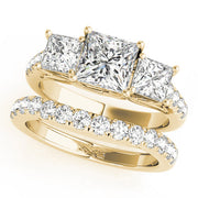 Classic Three-Stone Princess Diamond Engagement Ring in 10K/14K gold and platinum with certified lab-grown or natural diamonds
