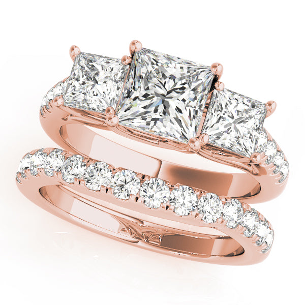 Classic Three-Stone Princess Diamond Engagement Ring in 10K/14K gold and platinum with certified lab-grown or natural diamonds