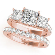 Classic Three-Stone Princess Diamond Engagement Ring in 10K/14K gold and platinum with certified lab-grown or natural diamonds