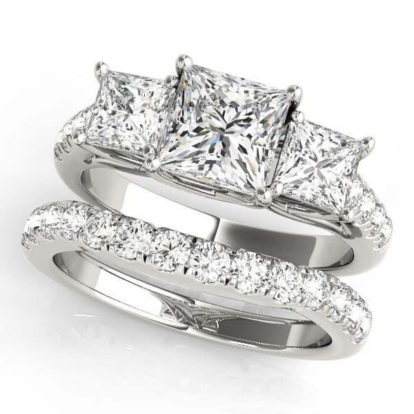Classic Three-Stone Princess Diamond Engagement Ring in 10K/14K gold and platinum with certified lab-grown or natural diamonds