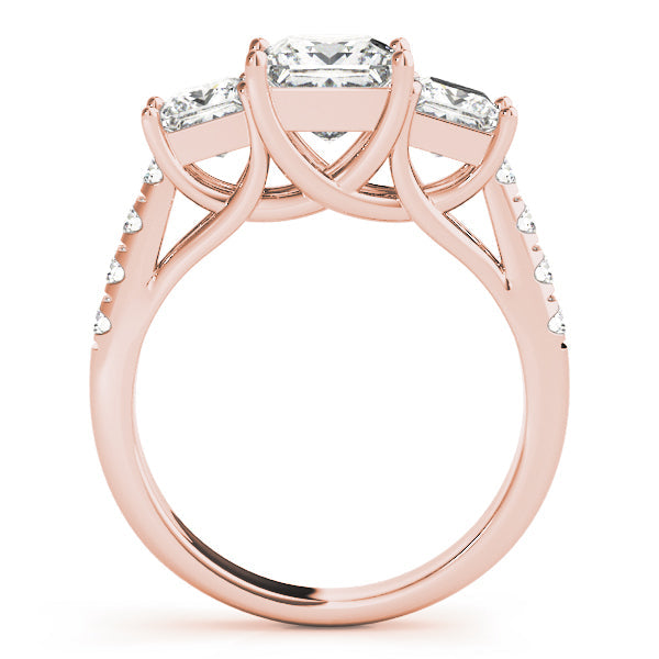 Classic Three-Stone Princess Diamond Engagement Ring in 10K/14K gold and platinum with certified lab-grown or natural diamonds