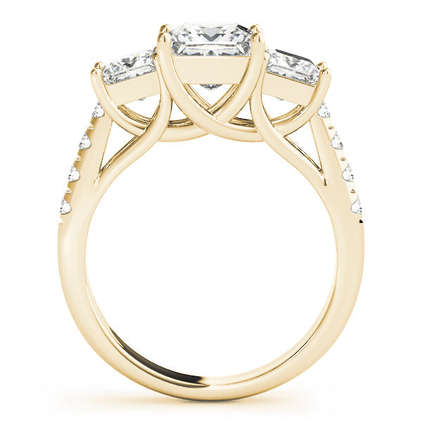 Classic Three-Stone Princess Diamond Engagement Ring in 10K/14K gold and platinum with certified lab-grown or natural diamonds