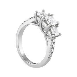 Classic Three-Stone Princess Diamond Engagement Ring in 10K/14K gold and platinum with certified lab-grown or natural diamonds