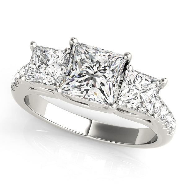 Classic Three-Stone Princess Diamond Engagement Ring in 10K/14K gold and platinum with certified lab-grown or natural diamonds