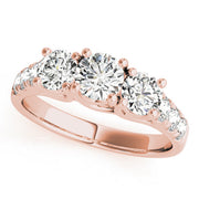 Elegant Three-Stone Ring Round Diamond Engagement Ring in 10K/14K gold and platinum with certified lab-grown or natural diamonds