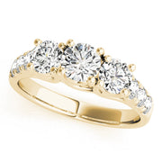 Elegant Three-Stone Ring Round Diamond Engagement Ring in 10K/14K gold and platinum with certified lab-grown or natural diamonds