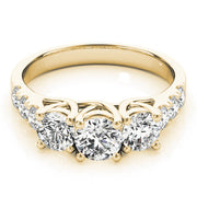 Elegant Three-Stone Ring Round Diamond Engagement Ring in 10K/14K gold and platinum with certified lab-grown or natural diamonds