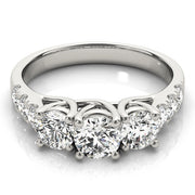 Elegant Three-Stone Ring Round Diamond Engagement Ring in 10K/14K gold and platinum with certified lab-grown or natural diamonds