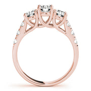 Elegant Three-Stone Ring Round Diamond Engagement Ring in 10K/14K gold and platinum with certified lab-grown or natural diamonds