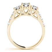 Elegant Three-Stone Ring Round Diamond Engagement Ring in 10K/14K gold and platinum with certified lab-grown or natural diamonds