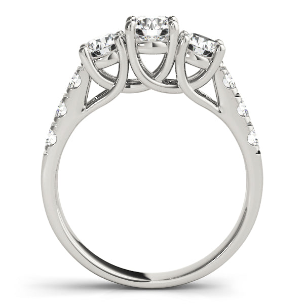 Elegant Three-Stone Ring Round Diamond Engagement Ring in 10K/14K gold and platinum with certified lab-grown or natural diamonds