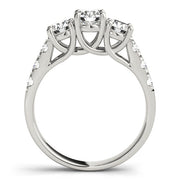 Elegant Three-Stone Ring Round Diamond Engagement Ring in 10K/14K gold and platinum with certified lab-grown or natural diamonds