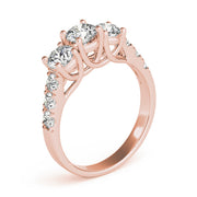 Elegant Three-Stone Ring Round Diamond Engagement Ring in 10K/14K gold and platinum with certified lab-grown or natural diamonds