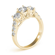 Elegant Three-Stone Ring Round Diamond Engagement Ring in 10K/14K gold and platinum with certified lab-grown or natural diamonds
