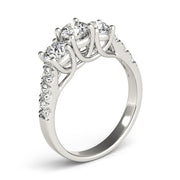 Elegant Three-Stone Ring Round Diamond Engagement Ring in 10K/14K gold and platinum with certified lab-grown or natural diamonds