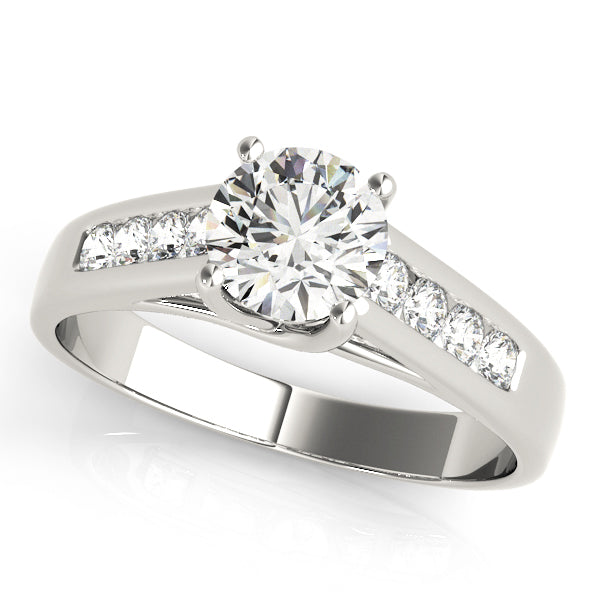 Luxe Trellis Round Diamond Engagement Ring in 10K/14K gold and platinum with certified lab-grown or natural diamonds