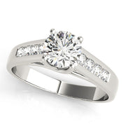 Luxe Trellis Round Diamond Engagement Ring in 10K/14K gold and platinum with certified lab-grown or natural diamonds