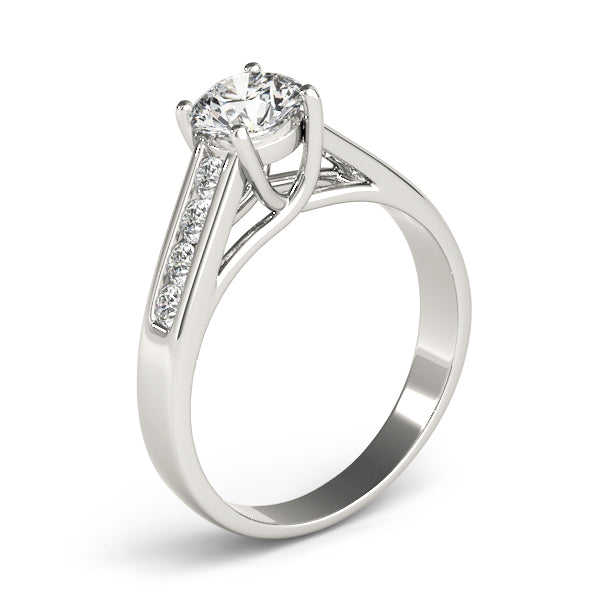 Luxe Trellis Round Diamond Engagement Ring in 10K/14K gold and platinum with certified lab-grown or natural diamonds