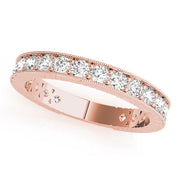 Prong in Channel Milgrain Half Eternity Ring in Gold & Platinum
