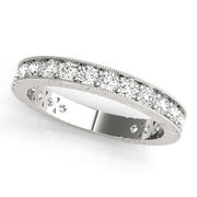 Prong in Channel Milgrain Half Eternity Ring in Gold & Platinum