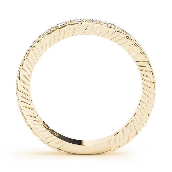 Prong in Channel Milgrain Half Eternity Ring in Gold & Platinum
