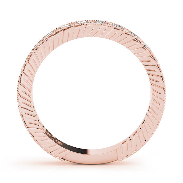 Prong in Channel Milgrain Half Eternity Ring in Gold & Platinum