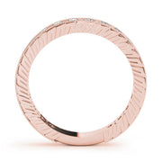 Prong in Channel Milgrain Half Eternity Ring in Gold & Platinum