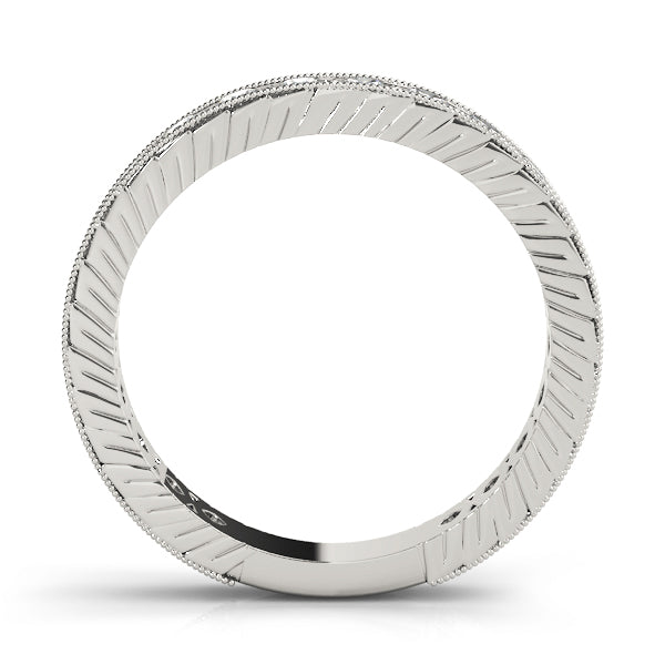 Prong in Channel Milgrain Half Eternity Ring in Gold & Platinum