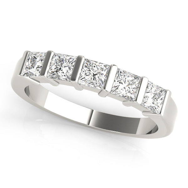 Fancy Princess Half Eternity Ring in Gold & Platinum