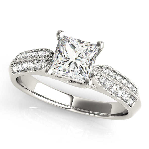 Artisan Trellis Princess Diamond Engagement Ring in 10K/14K gold and platinum with certified lab-grown or natural diamonds