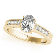 Regal Prong-Set Oval Diamond Engagement Ring in 10K/14K gold and platinum with certified lab-grown or natural diamonds