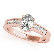 Regal Prong-Set Oval Diamond Engagement Ring in 10K/14K gold and platinum with certified lab-grown or natural diamonds