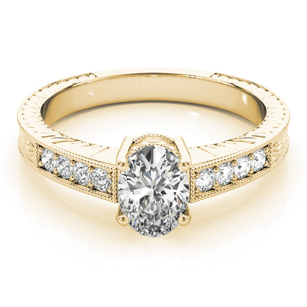 Regal Prong-Set Oval Diamond Engagement Ring in 10K/14K gold and platinum with certified lab-grown or natural diamonds