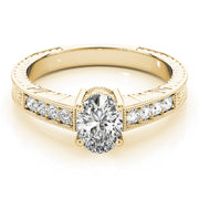 Regal Prong-Set Oval Diamond Engagement Ring in 10K/14K gold and platinum with certified lab-grown or natural diamonds