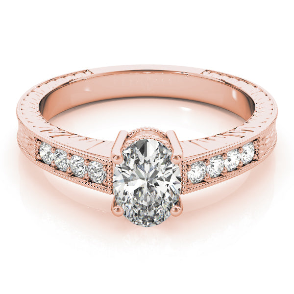 Regal Prong-Set Oval Diamond Engagement Ring in 10K/14K gold and platinum with certified lab-grown or natural diamonds