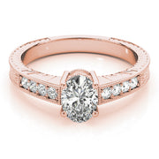 Regal Prong-Set Oval Diamond Engagement Ring in 10K/14K gold and platinum with certified lab-grown or natural diamonds