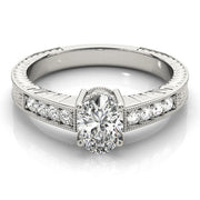 Regal Prong-Set Oval Diamond Engagement Ring in 10K/14K gold and platinum with certified lab-grown or natural diamonds