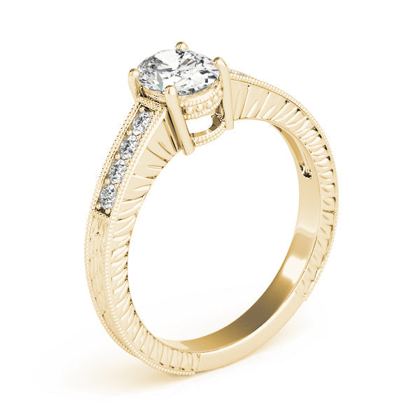 Regal Prong-Set Oval Diamond Engagement Ring in 10K/14K gold and platinum with certified lab-grown or natural diamonds